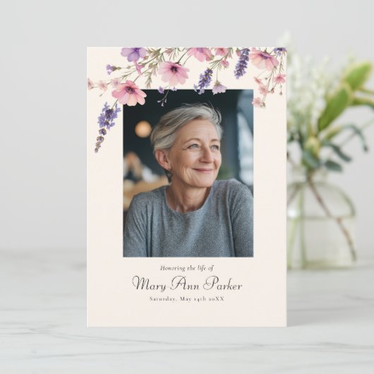 Wildflower "Celebration of Life" Photo Funeral 招待状 (スタンド正面)