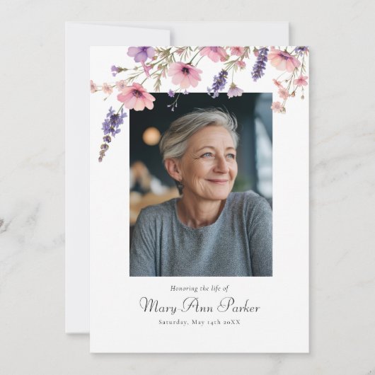 Wildflower "Celebration of Life" Photo Funeral  招待状 (正面)