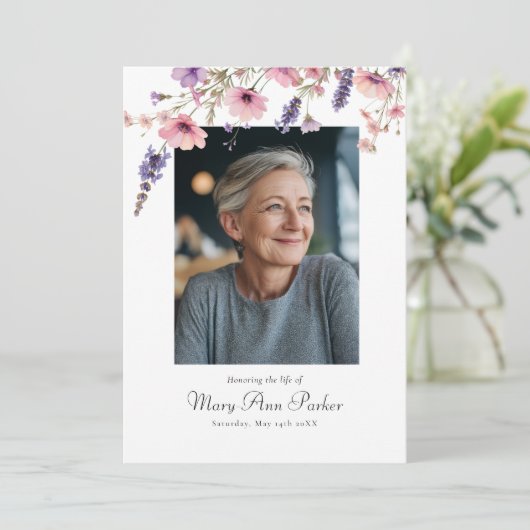 Wildflower "Celebration of Life" Photo Funeral  招待状 (スタンド正面)