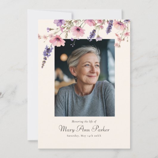 Wildflower "Celebration of Life" Photo Funeral  招待状 (正面)