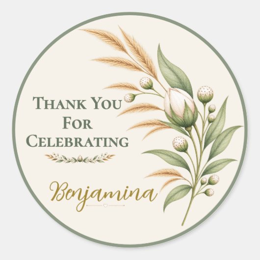 Wildflower Celebration Thank You  ラウンドシール (正面)