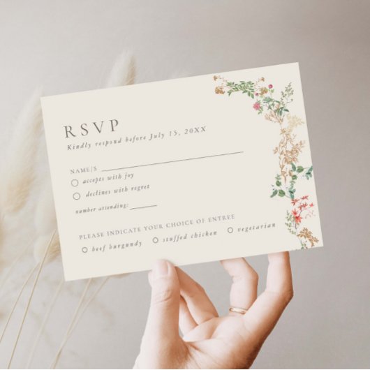 Wildflower Charm Garden Floral RSVP Card エンクロージャーカード