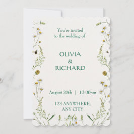 Wildflower classic floral Minimalist Invitations 招待状