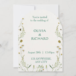 Wildflower classic floral Minimalist Invitations 招待状