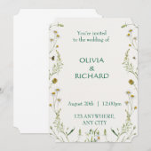 Wildflower classic floral Minimalist Invitations 招待状 (正面/裏面)