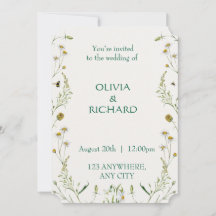 Wildflower classic floral Minimalist Invitations