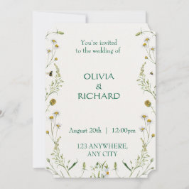 Wildflower classic floral Minimalist Invitations 招待状