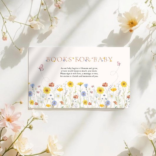 Wildflower Colorful Baby Shower Books For Baby エンクロージャーカード