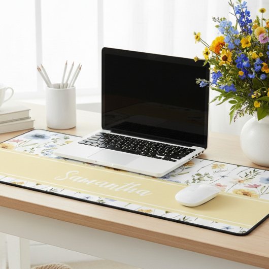 Wildflower Colorful Spring Floral Desk Mat デスクマット