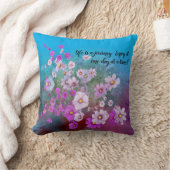wildflower cosmos 26lblue Pillow life is a journey クッション (ブランケット)
