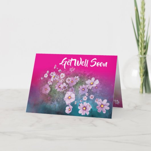 wildflower cosmos pink  get well card  カード (正面)