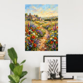 Wildflower Cottage Landscape Poster | インプレッショニスト ポスター (ホームオフィス)