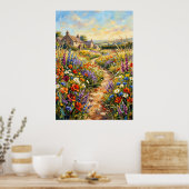 Wildflower Cottage Landscape Poster | インプレッショニスト ポスター (キッチン)