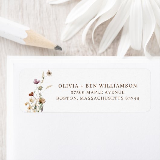 Wildflower Couple Names Simple Return Address ラベル (インサイチュ)