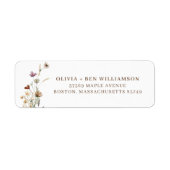 Wildflower Couple Names Simple Return Address ラベル (正面)