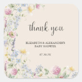 Wildflower Couples Baby Shower スクエアシール (正面)