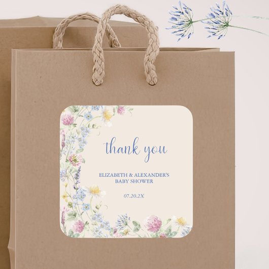 Wildflower Couples Baby Shower スクエアシール