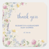 Wildflower Couples Baby Shower スクエアシール (正面)