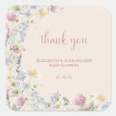 Wildflower Couples Baby Shower スクエアシール (正面)