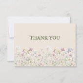 Wildflower Couples Baby Shower Flat Thank You Card サンキューカード (正面)