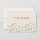 Wildflower Couples Baby Shower Flat Thank You Card サンキューカード (正面)