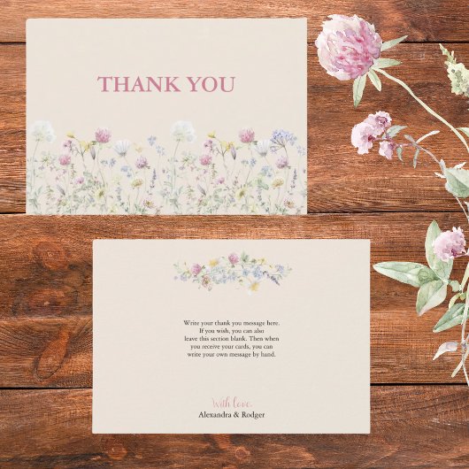 Wildflower Couples Baby Shower Flat Thank You Card サンキューカード