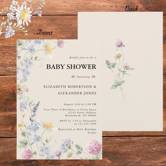 Wildflower Couples Baby Shower Invitation 招待状