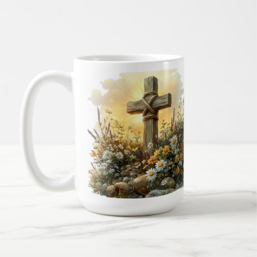 Wildflower Cross Easter Design コーヒーマグカップ (左)