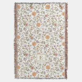 Wildflower Custom Name MonogramThrow Blanket スローブランケット