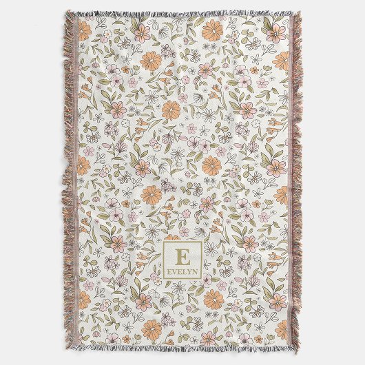 Wildflower Custom Name MonogramThrow Blanket スローブランケット