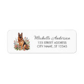 Wildflower Cute German Shepherd Dog Return Address ラベル (正面)