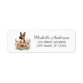 Wildflower Cute German Shepherd Dog Return Address ラベル (正面)