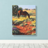 Wildflower Desert Grazing Horse Art キャンバスプリント (インサイチュ (ウッドフロア))