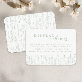 Wildflower Display Shower ベビーシャワーカード – セージ エンクロージャーカード