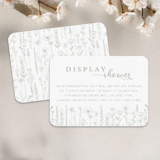 Wildflower Display Shower Baby Shower Card – Sage  エンクロージャーカード