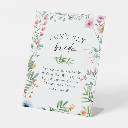 Wildflower Don't Say Bride Game Sign 台座サイン (正面)