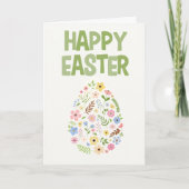 Wildflower Easter Egg Pattern Holiday Card サンキューカード (正面)