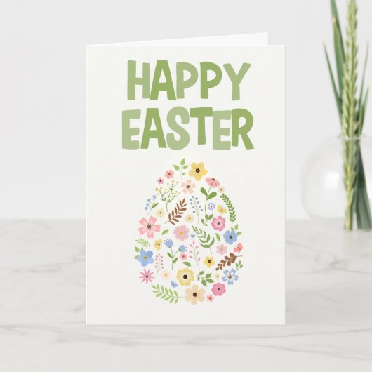 Wildflower Easter Egg Pattern Holiday Card サンキューカード (正面)
