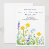 Wildflower Easter Garden Brunch Invitation Card 招待状 (正面/裏面)