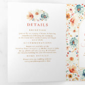 Wildflower Elegant Boho 秋の結婚式フォト 三つ折り招待状 (内部最初)