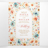 Wildflower Elegant Boho Fall Wedding Photo 三つ折り招待状 (内部中)