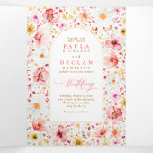 Wildflower Elegant Boho Garden Wedding Photo 三つ折り招待状 (内部中)