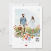 Wildflower Elegant Floral Photo QR Code Wedding セーブザデート (裏面)