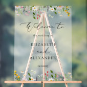  Wildflower Elegant Frosted Wedding Welcome  アクリルサイン (ニュートラル)