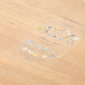 Wildflower Elegant Handwritten Wedding Wedding  アクリル招待状 (レイダウン)