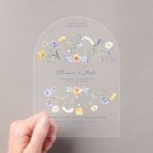 Wildflower Elegant Handwritten Wedding Wedding アクリル招待状 (インサイチュ (ポータブル))