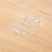 Wildflower Elegant Handwritten Wedding Wedding  アクリル招待状 (レイダウン)