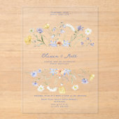 Wildflower Elegant Handwritten Wedding Wedding  アクリル招待状 (正面)