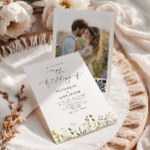 Wildflower Elegant minimalist Photo QR wedding 招待状
