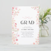 Wildflower Elegant Photo Collage Bow Graduation 案内状 (スタンド正面)